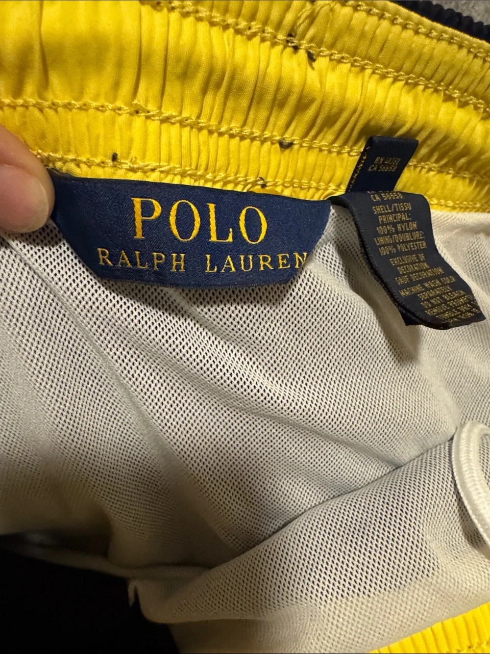 Polo by Ralph Lauren Navy Blue Swim Trunks with Yellow Pony Men L